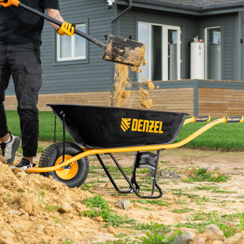 Тачка строительная, усиленная, объем 130 л, 230 кг, колесо 15х6.00-6 Denzel по ценам производителя в Воронеже с доставкой по всей России