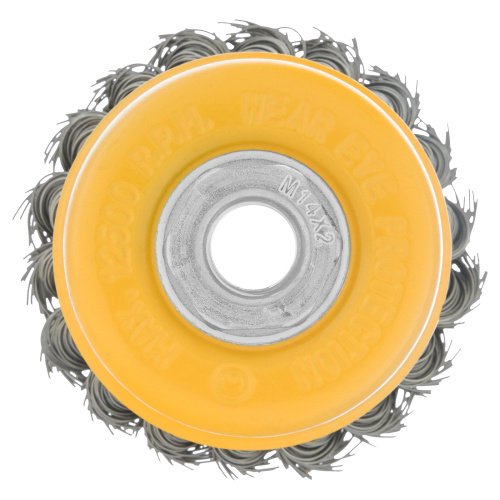 Щетка для УШМ, 75 мм, "Чашка", крученая нержавеющая проволока 0.5 мм, М14 Denzel по ценам производителя в Воронеже с доставкой по всей России
