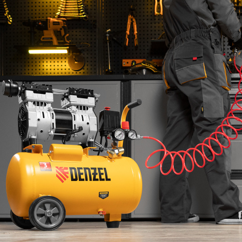 Компрессор DLS950/24 безмаслянный малошумный 950 Вт, 165 л/мин, ресивер 24 л Denzel по ценам производителя в Воронеже с доставкой по всей России