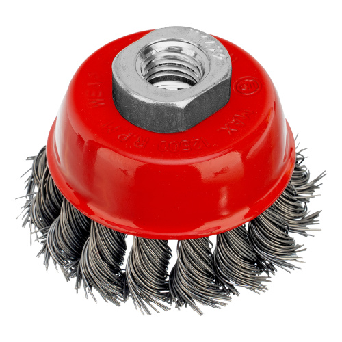 Щетка для УШМ, 65 мм, М14, "чашка", крученая проволока 0.5 мм Matrix по ценам производителя в Воронеже с доставкой по всей России