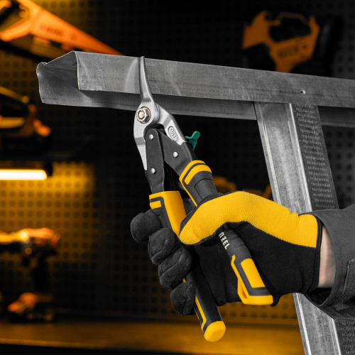 Ножницы по металлу, 270 мм, прямой и правый рез, сталь-СrMo, трехкомпонентные рукоятки Denzel по ценам производителя в Воронеже с доставкой по всей России