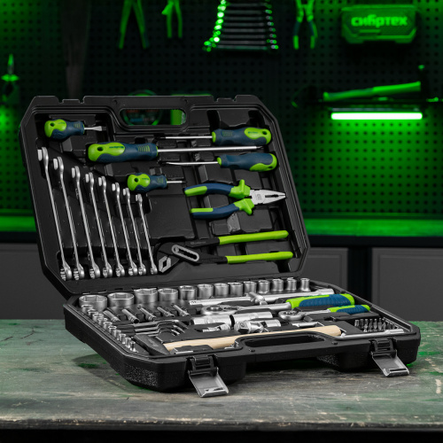 Набор инструментов, 1/2", 1/4", пластиковый кейс 76 предметов Сибртех по ценам производителя в Воронеже с доставкой по всей России