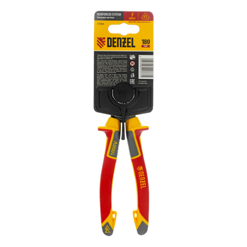 Плоскогубцы комбинированные, диэлектрические трехкомпонентные рукоятки до 1000 В, 180 мм Denzel по ценам производителя в Воронеже с доставкой по всей России