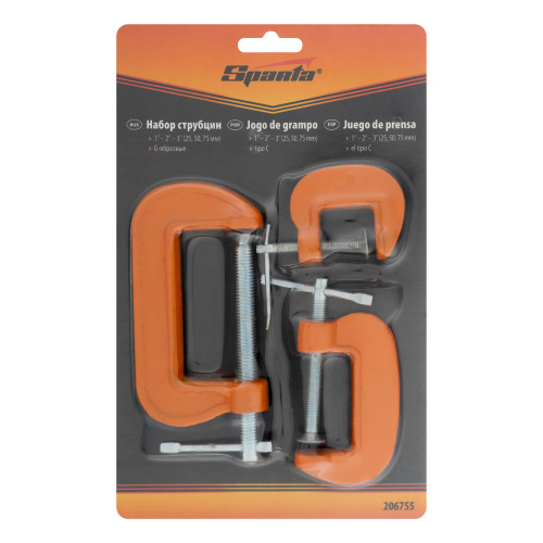 Набор: струбцины G-образные, 3 шт, 25-50-75 мм Sparta по ценам производителя в Воронеже с доставкой по всей России