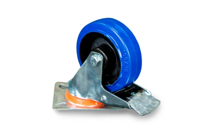 Колесо поворотное из эластичной резины MW70 100 мм с тормозом по ценам производителя в Воронеже с доставкой по всей России
