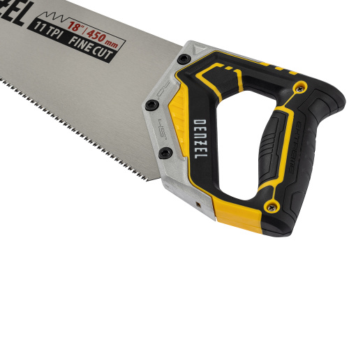 Ножовка по дереву, 450 мм, 11 TPI, зуб 3D, металлопластиковая рукоятка Denzel по ценам производителя в Воронеже с доставкой по всей России