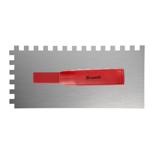 Гладилка стальная, 280 x 130 мм, зеркальная полировка, пластмастмассовая ручка, зуб 10 x 10 мм Matrix по ценам производителя в Воронеже с доставкой по всей России