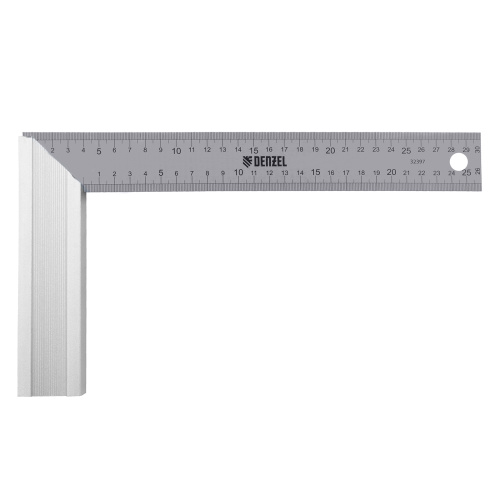 Угольник стальной 300 мм, нержавеющая сталь, градуировка, алюминиевое основание Denzel по ценам производителя в Воронеже с доставкой по всей России