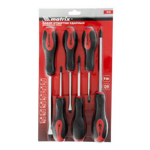 Набор ударных отверток 6 шт, PH1 х 75, PH2 х 100, PH3 х 150, SL5 х 75, SL6 х 100, SL8 х 150, CrV Matrix по ценам производителя в Воронеже с доставкой по всей России