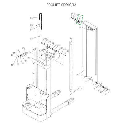 Ролик цепи редуктора ведущего колеса в сборе для штабелеров SDR 1-1,2 т, SDR1635 по ценам производителя в Воронеже с доставкой по всей России