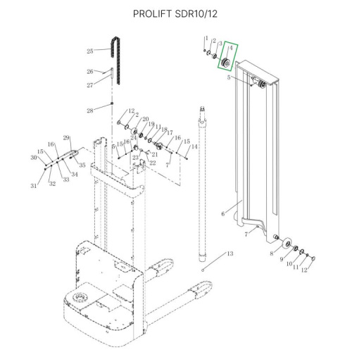 Ролик цепи редуктора ведущего колеса в сборе для штабелеров SDR 1-1,2 т, SDR1635 по ценам производителя в Воронеже с доставкой по всей России