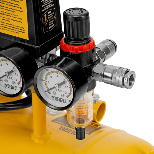 Компрессор безмасляный, малошумный DLS 1800/100,1800 Вт, 3x600, 100 л, 345 л/мин Denzel по ценам производителя в Воронеже с доставкой по всей России