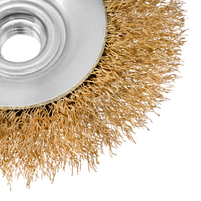 Щетка для УШМ, 100 мм, М14, "тарелка", латунированная витая проволока Matrix по ценам производителя в Воронеже с доставкой по всей России