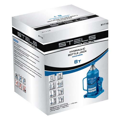 Домкрат гидравлический бутылочный телескопический, 8 т, H подъема 170-430 мм Stels по ценам производителя в Воронеже с доставкой по всей России