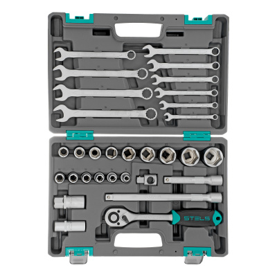Набор инструментов, 1/2", CrV, пластиковый кейс 31 предмет Stels по ценам производителя в Воронеже с доставкой по всей России