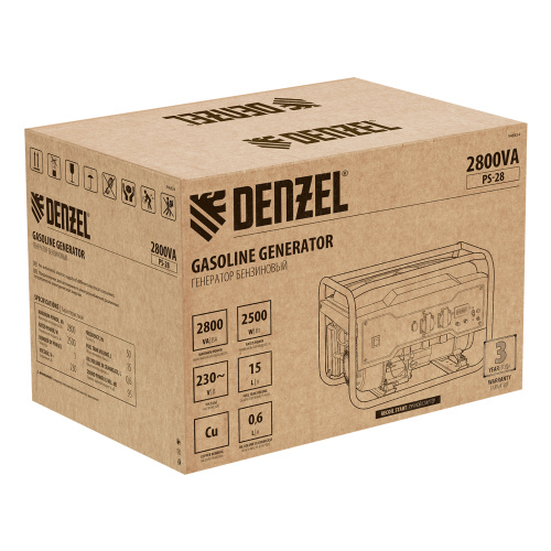 Генератор бензиновый PS 28, 2.8 кВт, 230 В, 15 л, ручной стартер Denzel по ценам производителя в Воронеже с доставкой по всей России