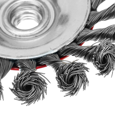 Щетка для УШМ, 125 мм, М14, "тарелка", крученая проволока 0.5 мм Matrix по ценам производителя в Воронеже с доставкой по всей России