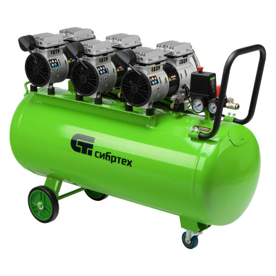 Компрессор безмаслянный малошумный МБ 2250/100, 2250 Вт, 100л, 400 л/мин Сибртех по ценам производителя в Воронеже с доставкой по всей России