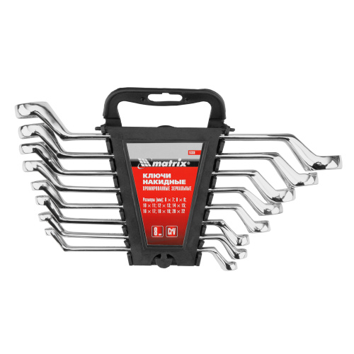 Набор ключей накидных 8 шт, 6-22мм, CrV, Elliptical, зеркальное хромирование Matrix по ценам производителя в Воронеже с доставкой по всей России