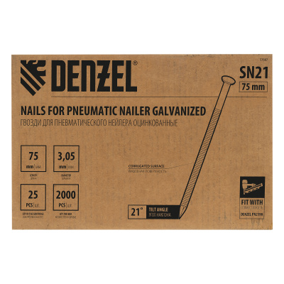 Гвозди для пнев. нейлера (оцинк.) длина - 75 мм, диам. - 3,05 мм, 2000 шт. Denzel по ценам производителя в Воронеже с доставкой по всей России