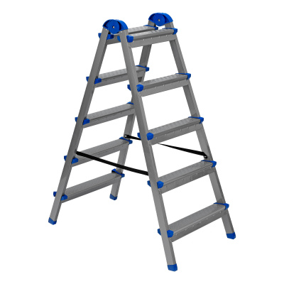 Стремянка двухсторонняя 5 ступеней, сталь профиль, стальные ступени, Сибртех по ценам производителя в Воронеже с доставкой по всей России