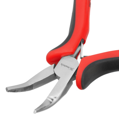 Длинногубцы изогнутые Mini, 130 мм, никелированные, авторазжим, двухкомпонентные рукоятки Matrix по ценам производителя в Воронеже с доставкой по всей России