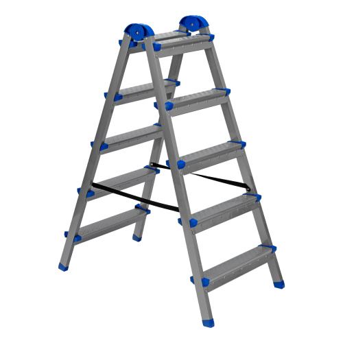 Стремянка двухсторонняя 5 ступеней, сталь профиль, стальные ступени, Сибртех по ценам производителя в Воронеже с доставкой по всей России