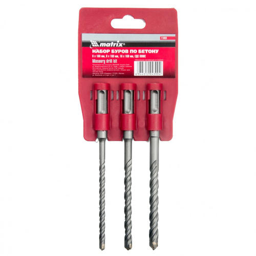 Набор буров по бетону, 6 х 160, 8 х 160, 10 х 160 мм, 3 шт, на подвесной карте, SDS Plus Matrix по ценам производителя в Воронеже с доставкой по всей России