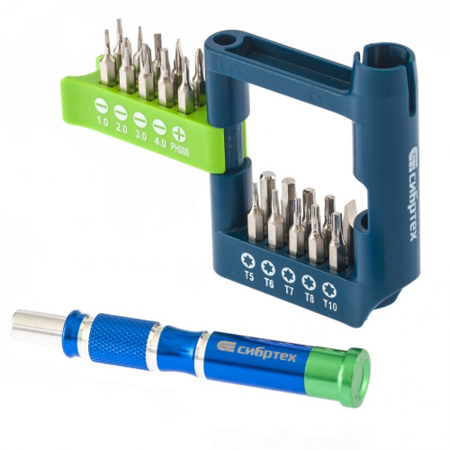 Отвертка для точных работ с набором бит, 21 шт, CrV Сибртех по ценам производителя в Воронеже с доставкой по всей России
