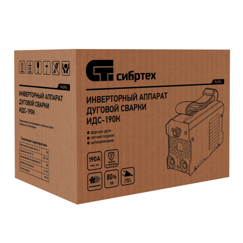 Инверторный аппарат дуговой сварки ИДС-190K, 190 А, ПВ 80%, диаметр электрода 1,6-4 мм Сибртех по ценам производителя в Воронеже с доставкой по всей России