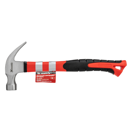 Молоток-гвоздодер optimal, 450 г, боек c магнитом, фибергласовая обрезиненная рукоятка Matrix по ценам производителя в Воронеже с доставкой по всей России