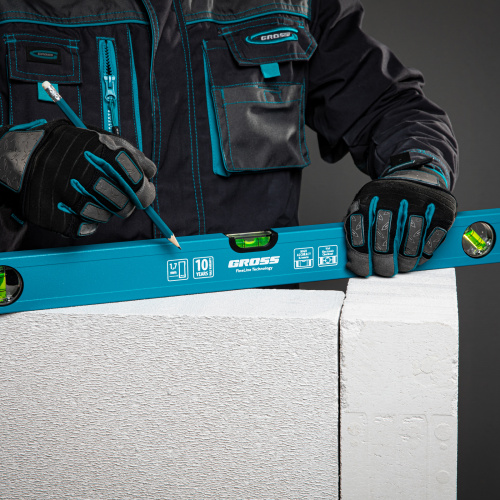 Уровень алюминиевый усиленный, 800 мм, 3 глазка Gross по ценам производителя в Воронеже с доставкой по всей России