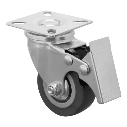 Колесо поворотное с тормозом D 50 мм, крепление  платформенное Сибртех по ценам производителя в Воронеже с доставкой по всей России