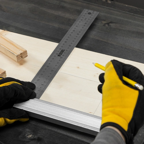 Угольник стальной 400 мм, нержавеющая сталь, градуировка, алюминиевое основание Denzel по ценам производителя в Воронеже с доставкой по всей России