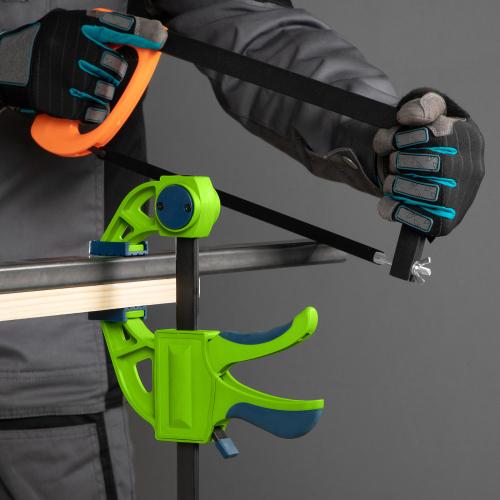 Струбцина F-образная, быстрозажимная, 150 х 70 х 360 мм, пластиковый корпус, фиксатор, двухкомпонентная рукоятка Сибртех по ценам производителя в Воронеже с доставкой по всей России