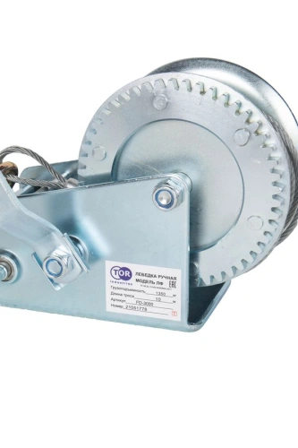 Лебедка ручная барабанная с тросом 1300кг  10м оцинкованная TOR FD по ценам производителя в Воронеже с доставкой по всей России