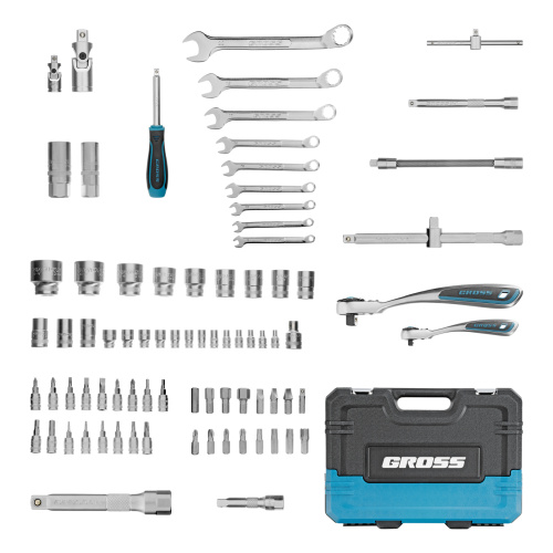 Набор инструментов, 1/4", 1/2", CrV, 120 зубьев, 82 предмета Gross по ценам производителя в Воронеже с доставкой по всей России