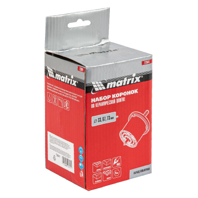 Набор коронок по керамической плитке, 33-67-73 мм, шестигранный хвостовик Matrix по ценам производителя в Воронеже с доставкой по всей России