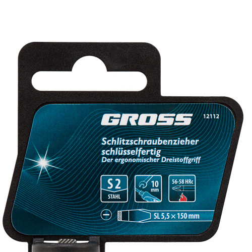 Отвертка SL5.5 x 150 мм, S2, трехкомпонентная рукоятка Gross по ценам производителя в Воронеже с доставкой по всей России