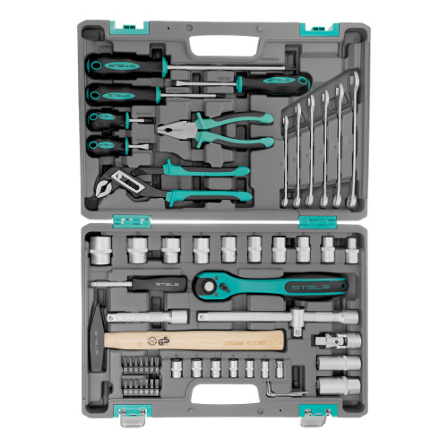 Набор инструментов, 1/2", Cr-V, S2, усиленный кейс, 58 предметов Stels по ценам производителя в Воронеже с доставкой по всей России