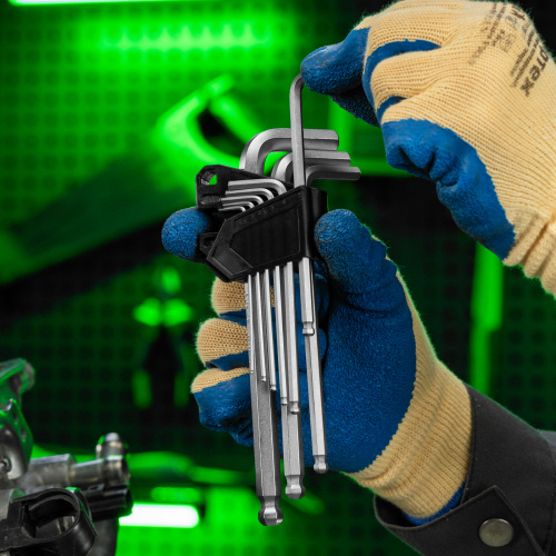 Набор ключей имбусовых, HEX, 1,5-10 мм, CrV, 9 шт., удлиненные, с шаром Сибртех по ценам производителя в Воронеже с доставкой по всей России