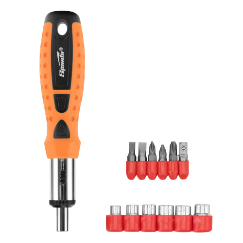 Отвертка реверсивная, биты, головки торцевые, 14 шт, Sparta по ценам производителя в Воронеже с доставкой по всей России