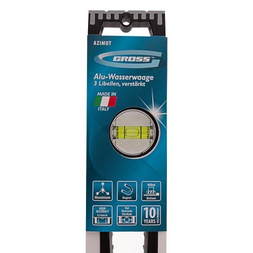 Уровень алюминиевый, 600 мм, усиленный, рукоятки, фрезерованный, 3 глазка, магнитный Gross по ценам производителя в Воронеже с доставкой по всей России