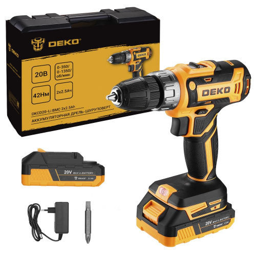 Дрель-шуруповерт аккумуляторная DEKO DKCD20-Li в кейсе, 20В, 2х2.5Ач по ценам производителя в Воронеже с доставкой по всей России