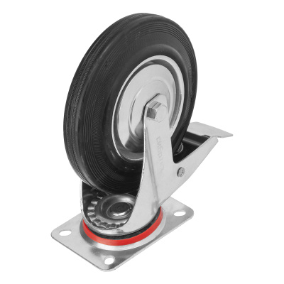 Колесо поворотное с тормозом D 125 мм, крепление  платформенное Сибртех по ценам производителя в Воронеже с доставкой по всей России