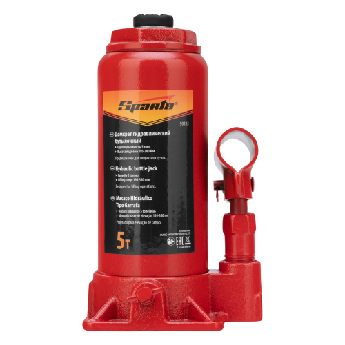 Домкрат гидравлический бутылочный, 5 т, h подъема 195-380 мм Sparta по ценам производителя в Воронеже с доставкой по всей России