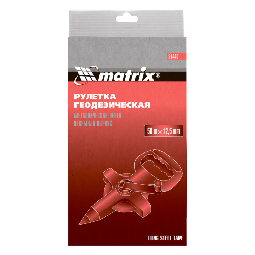 Рулетка геодезическая, 50 м х 12,5 мм, металлическая лента, открытый корпус Matrix по ценам производителя в Воронеже с доставкой по всей России