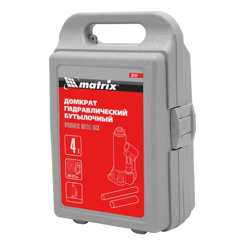 Домкрат гидравлический бутылочный, 4 т, высота подъема 194-372 мм, в пластиковый кейсе Matrix по ценам производителя в Воронеже с доставкой по всей России