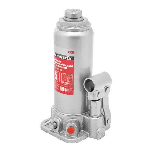 Домкрат гидравлический бутылочный, 5 т, высота подъема 216-413 мм, в пластиковый кейсе Matrix по ценам производителя в Воронеже с доставкой по всей России
