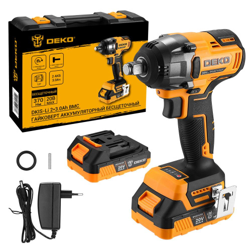 Гайковерт аккумуляторный бесщеточный DEKO DKIS-Li, 20В, 2*3.0Ач, 370 Нм, в кейсе по ценам производителя в Воронеже с доставкой по всей России